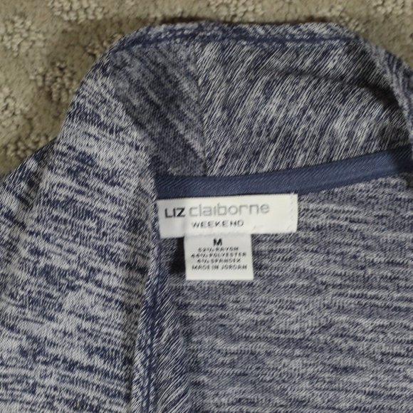 Liz Claiborne Weekend Size M Heathered Navy Blue Cardigan - Picture 3 of 5
